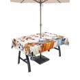 thumbnail image 1 of Outdoor Tablecloth with Umbrella Hole and Zipper, Fall Pumpkins Rectangle Table Cloth 60x120 Inch Waterproof Tablecloth, Botanical Thanksgiving Orange Blue Picnic Table Cover for Patio Camping, 1 of 7