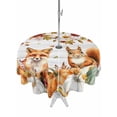 thumbnail image 1 of Outdoor Tablecloth with Umbrella Hole and Zipper, Fall Pumpkins Round Table Cloth 54 Inch Waterproof Tablecloth, Thanksgiving Maple Leaf Fox Squirrel Picnic Table Cover for Patio Camping, 1 of 7