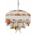 thumbnail image 1 of Outdoor Tablecloth with Umbrella Hole and Zipper, Fall Pumpkins Round Table Cloth 60 Inch Waterproof Tablecloth, Thanksgiving Vintage Sunflowers Maple Leaf Picnic Table Cover for Patio Camping, 1 of 7
