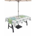 thumbnail image 1 of Outdoor Tablecloth with Umbrella Hole and Zipper, Fall Rectangle Table Cloth 60x84 Inch Waterproof Tablecloth, Blue Green Pumpkins Thanksgiving Flower Leaf Plaid Picnic Table Cover for Patio Camping, 1 of 7