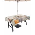 thumbnail image 1 of Outdoor Tablecloth with Umbrella Hole and Zipper, Fall Rectangle Table Cloth 60x84 Inch Waterproof Tablecloth, Orange Green Pumpkins Thanksgiving Bird Leaf Picnic Table Cover for Patio Camping, 1 of 7