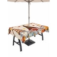 thumbnail image 1 of Outdoor Tablecloth with Umbrella Hole and Zipper, Fall Rectangle Table Cloth 60x84 Inch Waterproof Tablecloth, Orange Pumpkins Thanksgiving Gnomes Autumn Maple Leaf Picnic Table Cover for Patio, 1 of 7