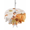 thumbnail image 1 of Outdoor Tablecloth with Umbrella Hole and Zipper, Fall Round Table Cloth 54 Inch Waterproof Tablecloth, Orange Pumpkins Thanksgiving Maple Leaf Sunflower Plaid Picnic Table Cover for Patio Camping, 1 of 7