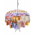 thumbnail image 1 of Outdoor Tablecloth with Umbrella Hole and Zipper, Fall Round Table Cloth 54 Inch Waterproof Tablecloth, Thanksgiving Orange White Pumpkin Mushroom Rose Picnic Table Cover for Patio Camping, 1 of 7