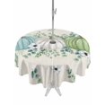 thumbnail image 1 of Outdoor Tablecloth with Umbrella Hole and Zipper, Fall Round Table Cloth 60 Inch Waterproof Tablecloth, Blue Green Pumpkins Thanksgiving Eucalyptus Leaf Flower Picnic Table Cover for Patio Camping, 1 of 7