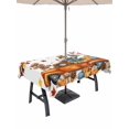 thumbnail image 1 of Outdoor Tablecloth with Umbrella Hole and Zipper, Fall Scarecrows Rectangle Table Cloth 54x80 Inch Waterproof Tablecloth, Thanksgiving Truck Pumpkin Maple Leaf Picnic Table Cover for Patio Camping, 1 of 7