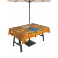 thumbnail image 1 of Outdoor Tablecloth with Umbrella Hole and Zipper, Fall Thanksgiving Rectangle Table Cloth 60x102 Inch Waterproof Tablecloth, Straw Man Pumpkins Autumn Leaves Country Picnic Table Cover for Patio, 1 of 7
