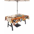 thumbnail image 1 of Outdoor Tablecloth with Umbrella Hole and Zipper, Fall Thanksgiving Rectangle Table Cloth 60x84 Inch Waterproof Tablecloth, Orange Maple Leaf Pumpkin Scarecrows Picnic Table Cover for Patio Camping, 1 of 7