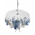 thumbnail image 1 of Outdoor Tablecloth with Umbrella Hole and Zipper, Fall Thanksgiving Round Table Cloth 54 Inch Waterproof Tablecloth, Blue White Pumpkin Eucalyptus Wood Picnic Table Cover for Patio Camping, 1 of 7