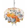 thumbnail image 1 of Outdoor Tablecloth with Umbrella Hole and Zipper, Fall Thanksgiving Round Table Cloth 60 Inch Waterproof Tablecloth, Orange White Pumpkin Maple Leaf Picnic Table Cover for Patio Camping, 1 of 7
