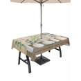 thumbnail image 1 of Outdoor Tablecloth with Umbrella Hole and Zipper, Farmhouse Botanical Rectangle Table Cloth 52x70 Inch Waterproof Tablecloth, Bottles Plans Country Brown Wooden Grain Picnic Table Cover for Patio, 1 of 7