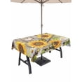 thumbnail image 1 of Outdoor Tablecloth with Umbrella Hole and Zipper, Farmhouse Sunflowers Rectangle Table Cloth 60x84 Inch Waterproof Tablecloth, Rustic Barn Doors Flowers Butterfly Wooden Picnic Table Cover for Patio, 1 of 7