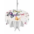 thumbnail image 1 of Outdoor Tablecloth with Umbrella Hole Zipper Floral Butterfly Round Tablecloth 54" Waterproof Outside Table Cloth Simple Spring Botanical Colorful Floral Patio Table Cover Tablecloths for Picnic, 1 of 8