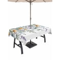 thumbnail image 1 of Outdoor Tablecloth with Umbrella Hole and Zipper, Floral Eucalyptus Leaves Rectangle Table Cloth 60x102 Inch Waterproof Tablecloth, Summer Botanical Watercolor Daisy Picnic Table Cover for Patio, 1 of 7