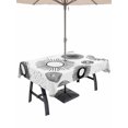 thumbnail image 1 of Outdoor Tablecloth with Umbrella Hole and Zipper, Geometric Black Rectangle Table Cloth 54x80 Inch Waterproof Tablecloth, Abstract Grey White Boho Circle Dot Picnic Table Cover for Patio Camping, 1 of 7
