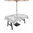 thumbnail image 1 of Outdoor Tablecloth with Umbrella Hole & Zipper, Gery Coastal Palm Leaves Rectangle Tablecloth 60x84 Inch, Summer Tropical Botanical Patio Table Cover Waterproof Table Cloth for Picnic/Party, 1 of 7