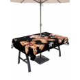 thumbnail image 1 of Outdoor Tablecloth with Umbrella Hole and Zipper, Gingerbread Black Rectangle Table Cloth 60x120 Inch Waterproof Tablecloth, Christmas Winter Snowflake Picnic Table Cover for Patio Camping, 1 of 7