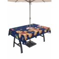 thumbnail image 1 of Outdoor Tablecloth with Umbrella Hole and Zipper, Gingerbread Christmas Rectangle Table Cloth 60x84 Inch Waterproof Tablecloth, Xmas Balls Branches Navy Blue Picnic Table Cover for Patio Camping, 1 of 7