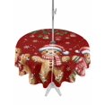 thumbnail image 1 of Outdoor Tablecloth with Umbrella Hole and Zipper, Gingerbread Christmas Round Table Cloth 60 Inch Waterproof Tablecloth, Xmas Balls Branches Red Picnic Table Cover for Patio Camping, 1 of 7