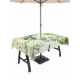 thumbnail image 1 of Outdoor Tablecloth with Umbrella Hole and Zipper, Green Blue Leaves Rectangle Table Cloth 52x70 Inch Waterproof Tablecloth, Summer Botanical Farmhouse Watercolor Leaf Picnic Table Cover for Patio, 1 of 7