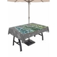 thumbnail image 1 of Outdoor Tablecloth with Umbrella Hole and Zipper, Green Christmas Tree Rectangle Table Cloth 60x102 Inch Waterproof Tablecloth, Winter Snowflakes Grey Watercolor Pine Picnic Table Cover for Patio, 1 of 7