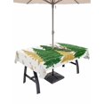 thumbnail image 1 of Outdoor Tablecloth with Umbrella Hole and Zipper, Green Christmas Tree Rectangle Table Cloth 60x84 Inch Waterproof Tablecloth, Golden Xmas Tree Winter Snowflake Picnic Table Cover for Patio Camping, 1 of 7