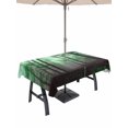 thumbnail image 1 of Outdoor Tablecloth with Umbrella Hole and Zipper, Green Forest Rectangle Table Cloth 52x70 Inch Waterproof Tablecloth, Vintage Foggy Woods Tree Picnic Table Cover for Patio Camping, 1 of 7