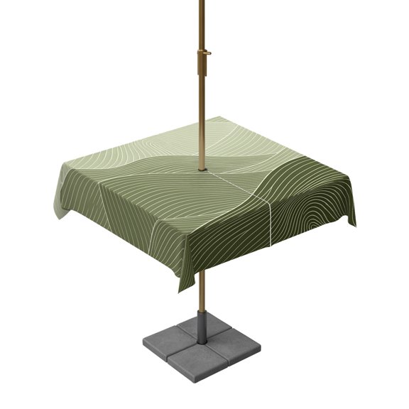 Outdoor Tablecloth with Umbrella Hole and Zipper Green Mountain Ridges Square Tablecloths 54x54 Inch Waterproof Topographic Lines Peaks Patio Table Cover for Outdoor Tables Picnic BBQS Party Decor