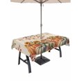 thumbnail image 1 of Outdoor Tablecloth with Umbrella Hole and Zipper, Green Orange Blue Pumpkin Rectangle Table Cloth 60x84 Inch Waterproof Tablecloth, Thanksgiving Fall Leaves Weeping Picnic Table Cover for Patio, 1 of 7
