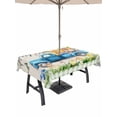thumbnail image 1 of Outdoor Tablecloth with Umbrella Hole and Zipper, Green Plaid Easter Rectangle Table Cloth 60x102 Inch Waterproof Tablecloth, Blue Truck Spring Floral Bunny Rustic Picnic Table Cover for Patio, 1 of 7
