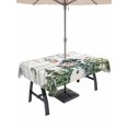 thumbnail image 1 of Outdoor Tablecloth with Umbrella Hole and Zipper, Green Snowman Christmas Rectangle Table Cloth 54x80 Inch Waterproof Tablecloth, Xmas Snowflake Eucalyptus Leaves Wooden Picnic Table Cover for Patio, 1 of 7
