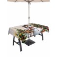 thumbnail image 1 of Outdoor Tablecloth with Umbrella Hole and Zipper, Grey Beige Christmas Rectangle Table Cloth 60x84 Inch Waterproof Tablecloth, Snowman Xmas Tree Snowflake Gifts Elk Picnic Table Cover for Patio, 1 of 7