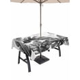 thumbnail image 1 of Outdoor Tablecloth with Umbrella Hole and Zipper, Grey Black Leaves Rectangle Table Cloth 60x120 Inch Waterproof Tablecloth, Summer Botanical Watercolor Leaf Picnic Table Cover for Patio Camping, 1 of 7