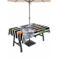 thumbnail image 1 of Outdoor Tablecloth with Umbrella Hole and Zipper, Grey Bunny Easter Rectangle Table Cloth 52x70 Inch Waterproof Tablecloth, Rabbits Spring Botanical Black White Stripe Picnic Table Cover for Patio, 1 of 7