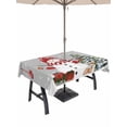 thumbnail image 1 of Outdoor Tablecloth with Umbrella Hole and Zipper, Grey Christmas Rectangle Table Cloth 52x70 Inch Waterproof Tablecloth, Snowman Xmas Balls Pine Needle Tree Picnic Table Cover for Patio Camping, 1 of 7