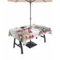thumbnail image 1 of Outdoor Tablecloth with Umbrella Hole and Zipper, Grey Christmas Rectangle Table Cloth 52x70 Inch Waterproof Tablecloth, Snowman Xmas Tree Ball Elk Snowflake Picnic Table Cover for Patio Camping, 1 of 7