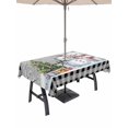 thumbnail image 1 of Outdoor Tablecloth with Umbrella Hole and Zipper, Grey Christmas Rectangle Table Cloth 52x70 Inch Waterproof Tablecloth, Xmas Tree Snowman Bear Snowfall Plaid Picnic Table Cover for Patio Camping, 1 of 7