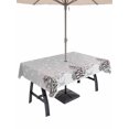 thumbnail image 1 of Outdoor Tablecloth with Umbrella Hole and Zipper, Grey Christmas Rectangle Table Cloth 54x80 Inch Waterproof Tablecloth, Retro Winter Snowman Xmas Tree Snowflakes Picnic Table Cover for Patio Camping, 1 of 7