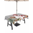 thumbnail image 1 of Outdoor Tablecloth with Umbrella Hole and Zipper, Grey Christmas Rectangle Table Cloth 60x102 Inch Waterproof Tablecloth, Snowman Gifts Xmas Tree Snowflake Winter Picnic Table Cover for Patio Camping, 1 of 7