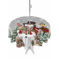 thumbnail image 1 of Outdoor Tablecloth with Umbrella Hole and Zipper, Grey Christmas Round Table Cloth 54 Inch Waterproof Tablecloth, Snowman Xmas Snowflake Botanical Tree Picnic Table Cover for Patio Camping, 1 of 7