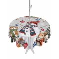 thumbnail image 1 of Outdoor Tablecloth with Umbrella Hole and Zipper, Grey Christmas Round Table Cloth 54 Inch Waterproof Tablecloth, Winter Snowman Poinsettia Pine Tree Ball Picnic Table Cover for Patio Camping, 1 of 7