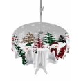 thumbnail image 1 of Outdoor Tablecloth with Umbrella Hole and Zipper, Grey Christmas Round Table Cloth 60 Inch Waterproof Tablecloth, Snowman Xmas Tree Winter Snowflake Picnic Table Cover for Patio Camping, 1 of 7