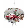 thumbnail image 1 of Outdoor Tablecloth with Umbrella Hole and Zipper, Grey Christmas Round Table Cloth 60 Inch Waterproof Tablecloth, Xmas Snowman Truck Snowflake Tree Balls Picnic Table Cover for Patio Camping, 1 of 7
