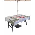 thumbnail image 1 of Outdoor Tablecloth with Umbrella Hole and Zipper, Grey Christmas Snowman Rectangle Table Cloth 60x84 Inch Waterproof Tablecloth, Winter Xmas Tree Snowflakes Picnic Table Cover for Patio Camping, 1 of 7