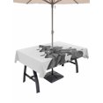thumbnail image 1 of Outdoor Tablecloth with Umbrella Hole and Zipper, Grey Christmas Tree Rectangle Table Cloth 54x80 Inch Waterproof Tablecloth, Xmas Reindeer Modern Abstract Art Picnic Table Cover for Patio Camping, 1 of 7