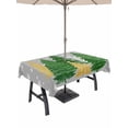 thumbnail image 1 of Outdoor Tablecloth with Umbrella Hole and Zipper, Grey Christmas Tree Rectangle Table Cloth 60x84 Inch Waterproof Tablecloth, Green Golden Xmas Tree Snowflake Winter Picnic Table Cover for Patio, 1 of 7