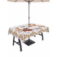 thumbnail image 1 of Outdoor Tablecloth with Umbrella Hole and Zipper, Grey Fall Rectangle Table Cloth 60x120 Inch Waterproof Tablecloth, Thanksgiving Maple Leaf Harvest Botanical Plaid Picnic Table Cover for Patio, 1 of 7