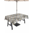 thumbnail image 1 of Outdoor Tablecloth with Umbrella Hole and Zipper, Grey Fish Scale Rectangle Table Cloth 60x84 Inch Waterproof Tablecloth, Modern Geometric Gold Abstract Moroccan Picnic Table Cover for Patio Camping, 1 of 7