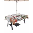thumbnail image 1 of Outdoor Tablecloth with Umbrella Hole and Zipper, Grey Gnomes Christmas Rectangle Table Cloth 60x84 Inch Waterproof Tablecloth, Red Xmas Balls Snowflake Tree Picnic Table Cover for Patio Camping, 1 of 7