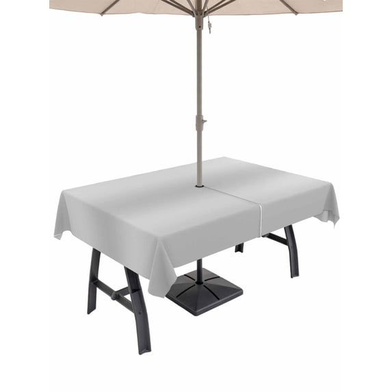 Outdoor Tablecloth with Umbrella Hole & Zipper, Grey Rectangle Tablecloth 52x70 Inch, Modern Ombre Contemporary Abstractv Patio Table Cover Waterproof Table Cloth for Picnic/Party